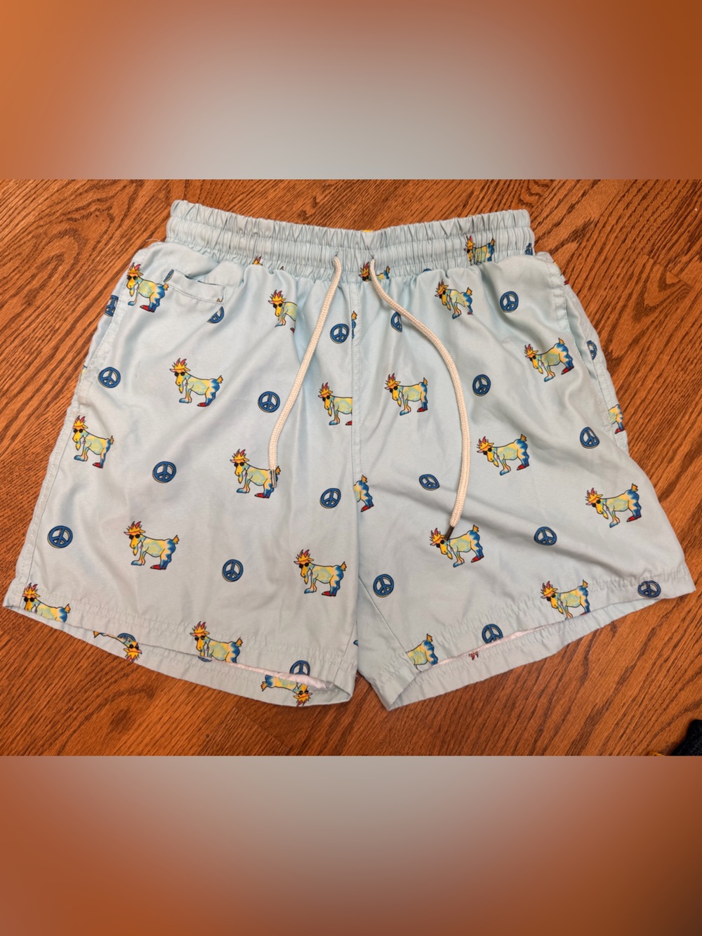GOAT USA Swim Trunks with Peace Signs Small